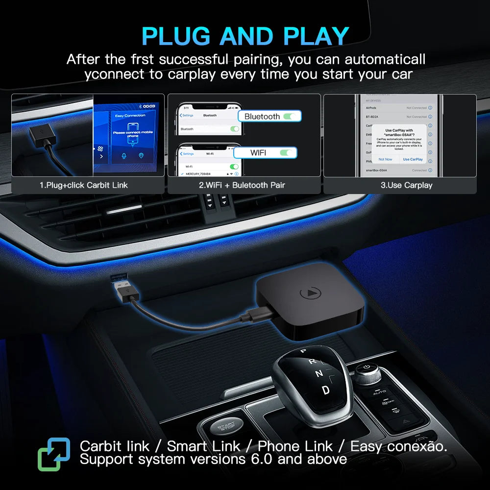 CARABC Carbitlink Easy Connection Adapter with CarPlay Android Auto For DongFeng Forthing T5 EVO Friday Yacht S60 AX7 Smartlink