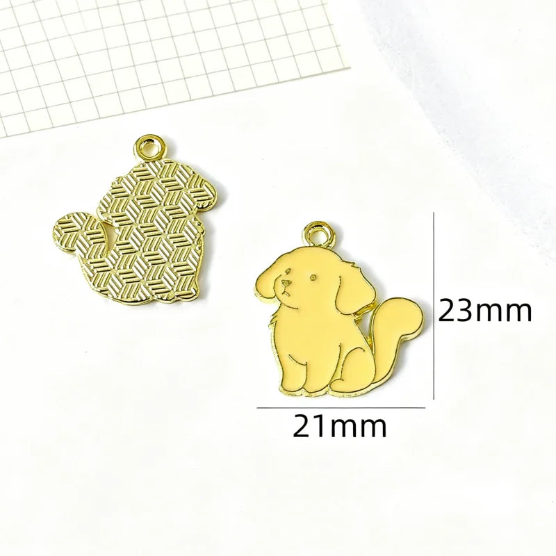 10pcs Drip Oil Alloy Small Animal Kitten, Puppy, Little Rabbit Pendant DIY Necklace Bracelet Earrings Phone Chain Pendant