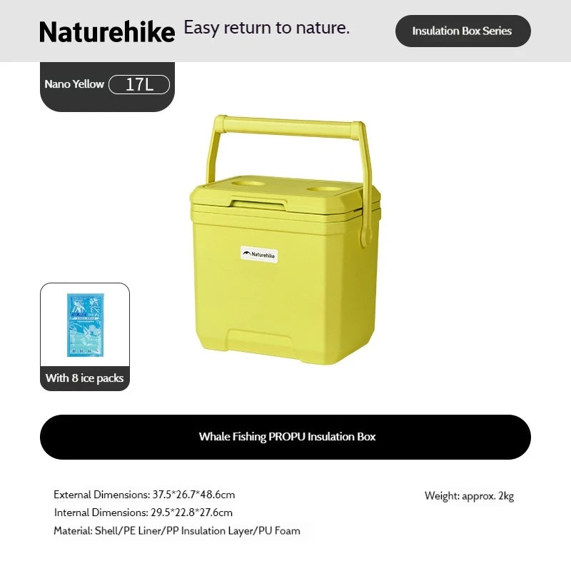 Naturehike Outdoor Camping Cooler Box 17/24/36L Insulated Ice Bucket Portable Car PU Refrigerator Large Capacity Pulley Ice Box