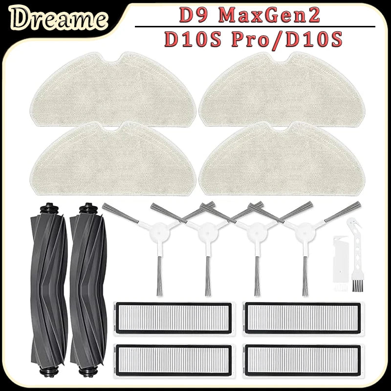 For Dreame D9 Max Gen2/D10S Pro/D10S Robot Vacuum Accessories Main Brush HEPA Filters Mop Pads Side Brush Replacement Parts