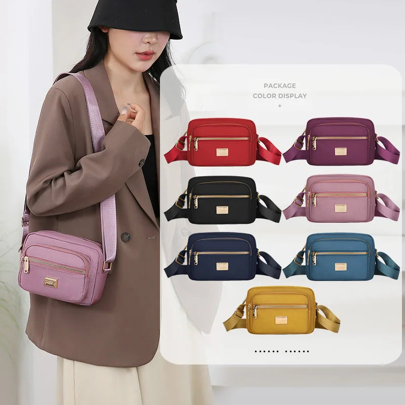 Portable Commuter Small Square Shoulder Bag Multi-layer Storage Business Bag Simple and Durable Oxford Cloth Crossbody Bag