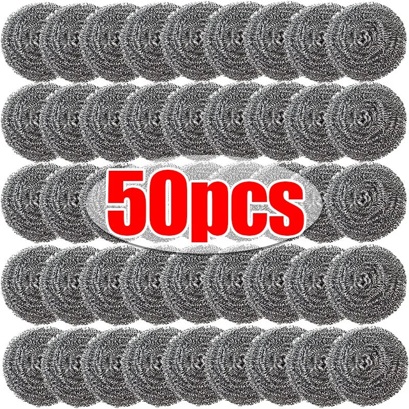 50/1Pcs Stainless Steel Cleaning Ball Steel Wire Ball Household Kitchen Washing Pots Pans Dishes Remove Dirt Rust Scrubbing Tool