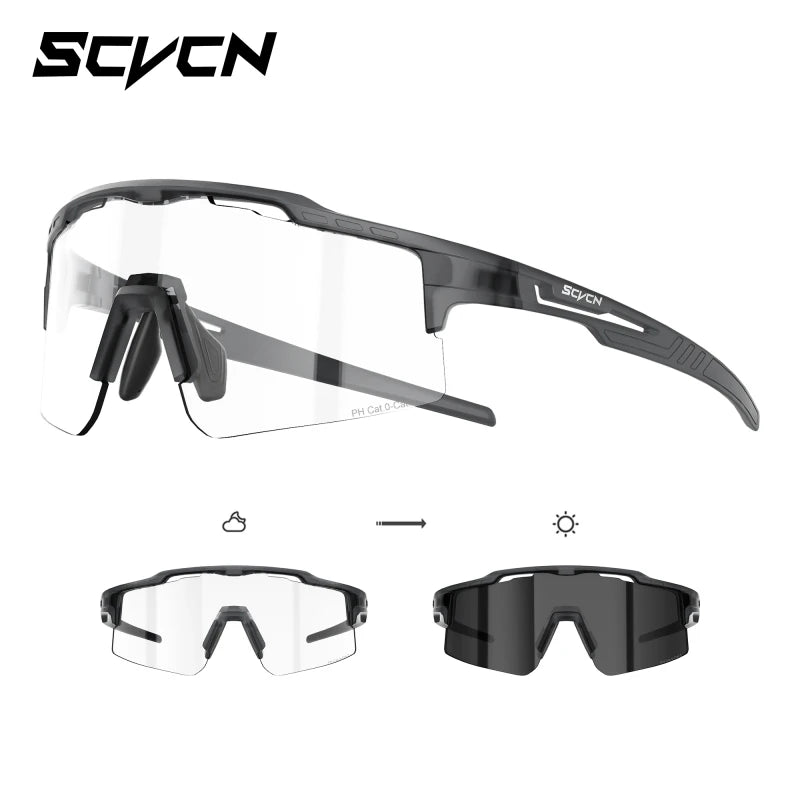 SCVCN Photochromic Cycling Glasses Women Sunglasses for Men Hiking Eyewear Sports MTB Mountain Goggles Bicycle Road Bike 2026