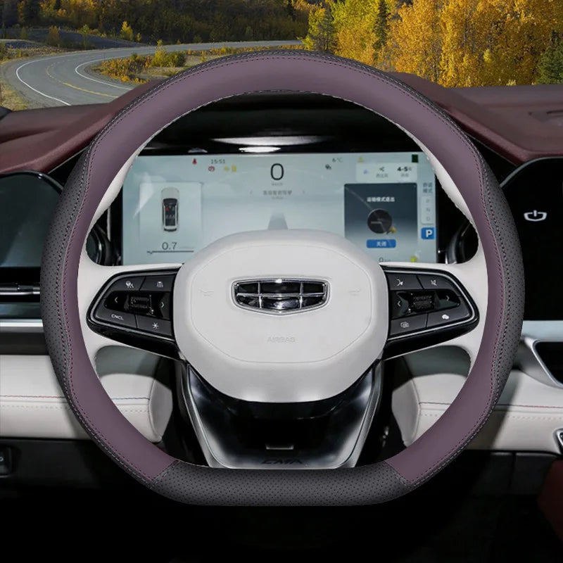 Car Nappa Leather Non-slip Steering Wheel Cover For Geely Emgrand GL GS EV450 Xingyue L S Boyue L Cool Yinhe L7 Xingyao 8 Binrui