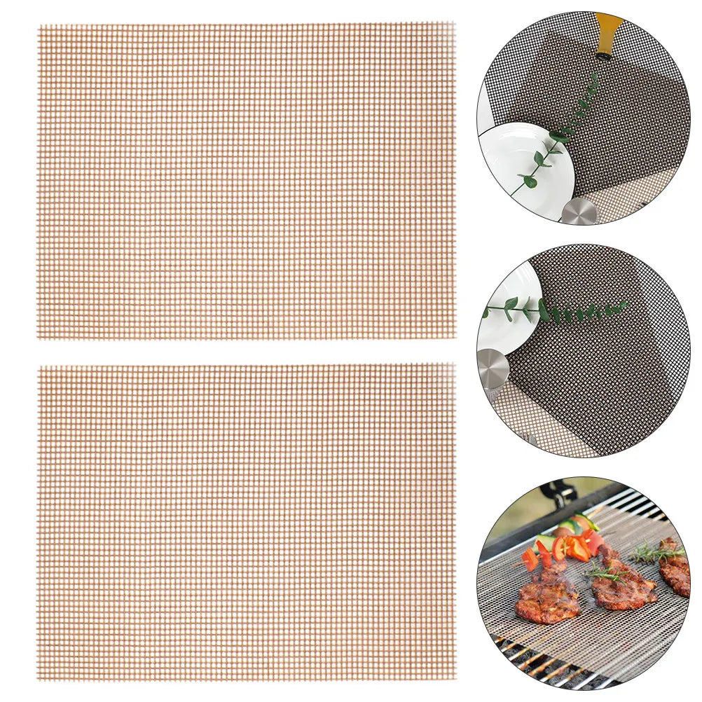 2Pcs Bbq Grill Mesh Mat Non-Stick Outdoor Cooking Mats Lightweight Portable for Barbecue Picnic Grill Mesh Bbq Mat