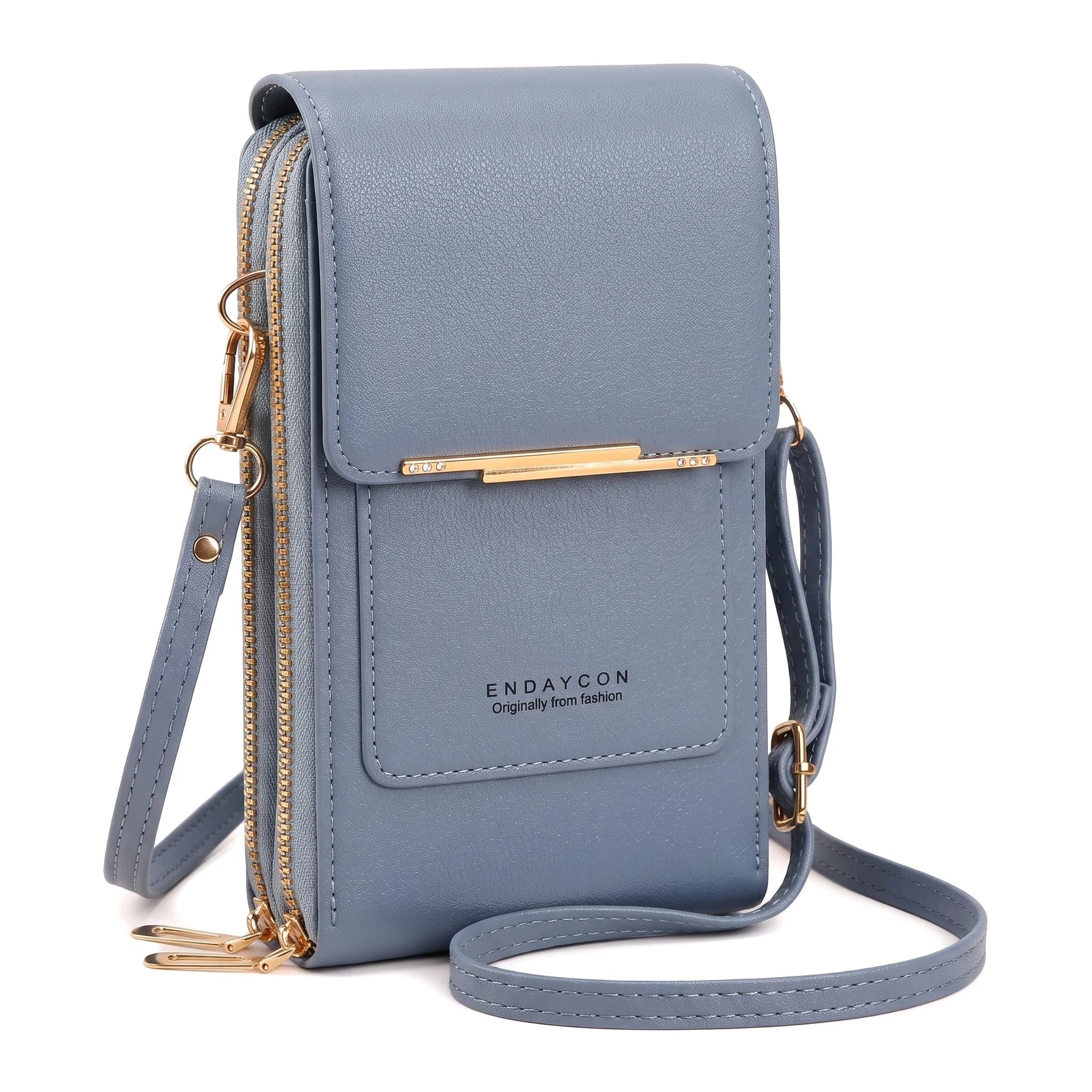RFID Blocking Touch Screen Cell Phone Bag Women Mini PU Leather Lightweight Card Holder Crossbody Shoulder Bag Adjustable Strap