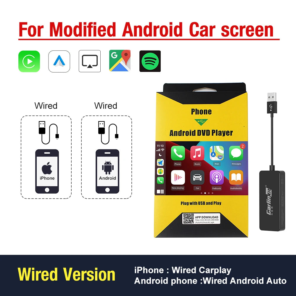 Carlinkit Wireless CarPlay Activator & Android Auto Wired USB Dongle AI Box for Android Radio Unit Bluetooth Charger Mirrorlink