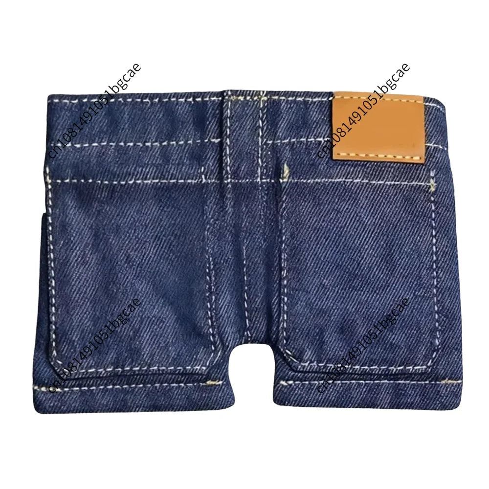 Pocket Pants Mini Jeans Wallet Lightweight Compact Folding Card Holder Funny Jorts Style Denim Shorts Purse for Novelty Gag Gift