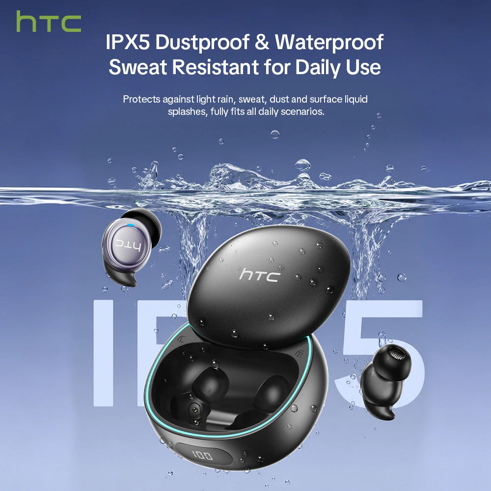 HTC NE96 Wireless Headphones Low Latency Bluetooth Earphones 3g Ultra-Lightweight Soft Sleep Friendly TWS Sports In-Ear Earbuds