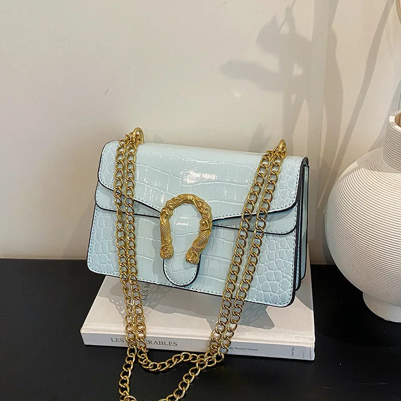 Fashion trend retro printed chain bag popular underarm crossbody shoulder bag