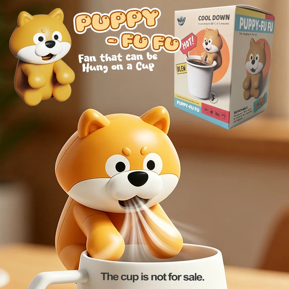 Cute Dog Clip-On Fan, Mini Cooling Fan for Baby Food & Drinks, Detachable Easy Clean, Hangs on Bowls/Cups/Laptops