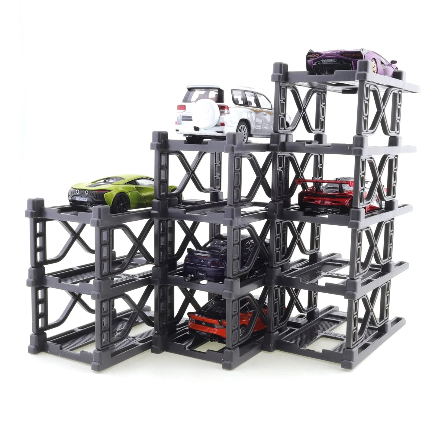HJMX 1:64 Three-dimensional Assembly Parking Stand 12-layer Assembly Simple Parking Garage Building Model