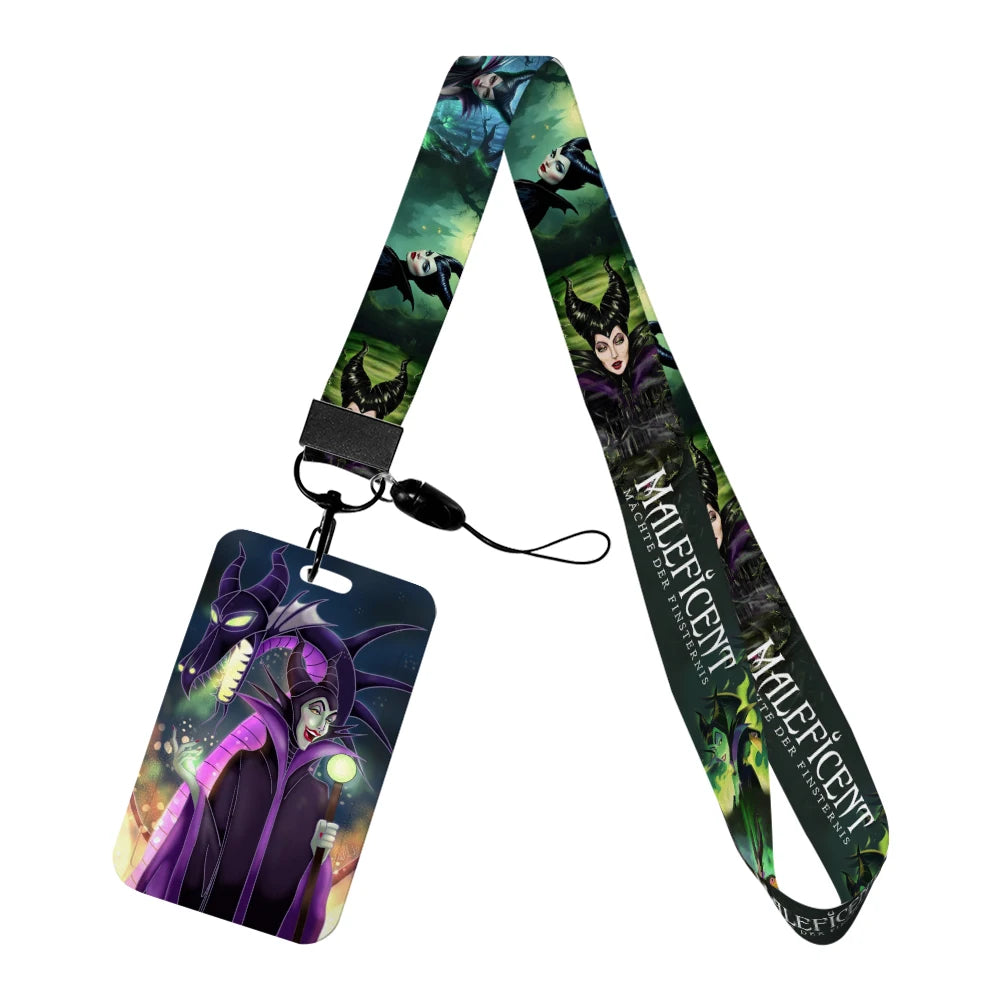 Disney Villains ID Badge Holder Neck Strap Pendant Door Card Holders Lanyards Girls Lanyard Student Kids Credential Holder