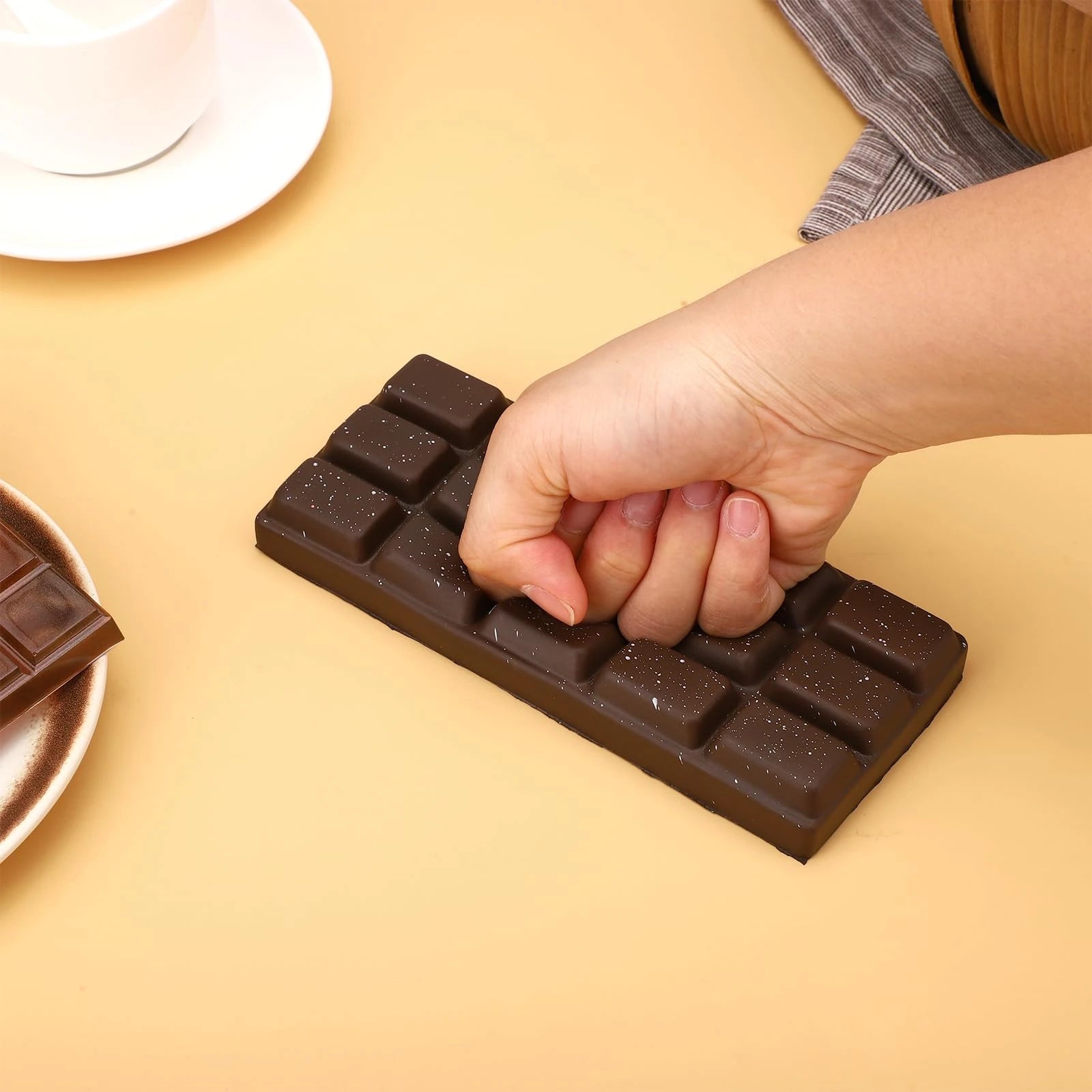 Soft Chocolate Bar Stress Relief Toy Large Squishy Fidget Toy Flexible Squeeze Sensory Toy Funny Gift for Kids and Adults