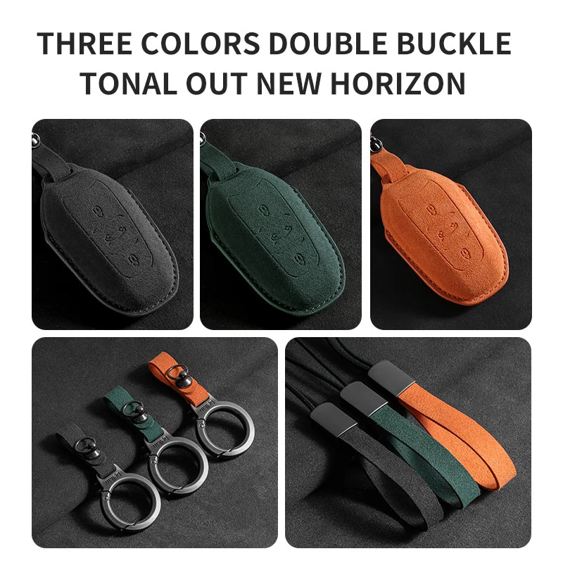 Leather Car Key Case Cover For Peugeot 308 408 508 Citroen C4L C6 C3-XR Picasso DS3 DS4 DS5 Shell Keychain For Peugeot