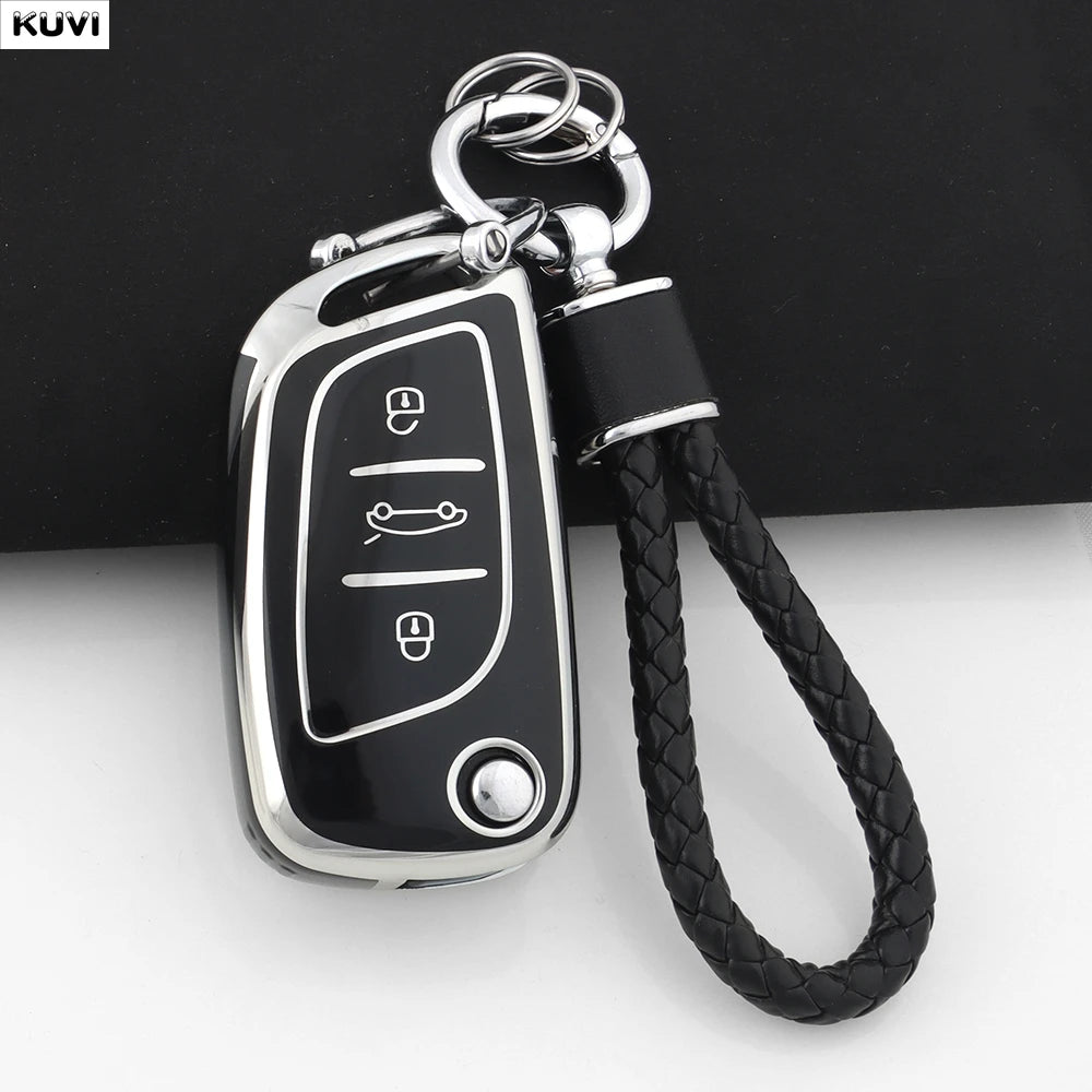 Fashion TPU Car Flip Key Case Cover Shell For Citroen C1 C2 C3 C4 C5 XSARA PICA For Peugeot 306 407 807 For DS DS3 DS4 DS5 DS6