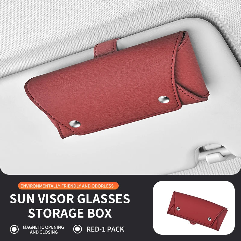 New Car Sun Visor Storage Holder Magnetic Suction Car Glasses Case Car Interior High-end Sunglasses Box Car Interior Accessorie