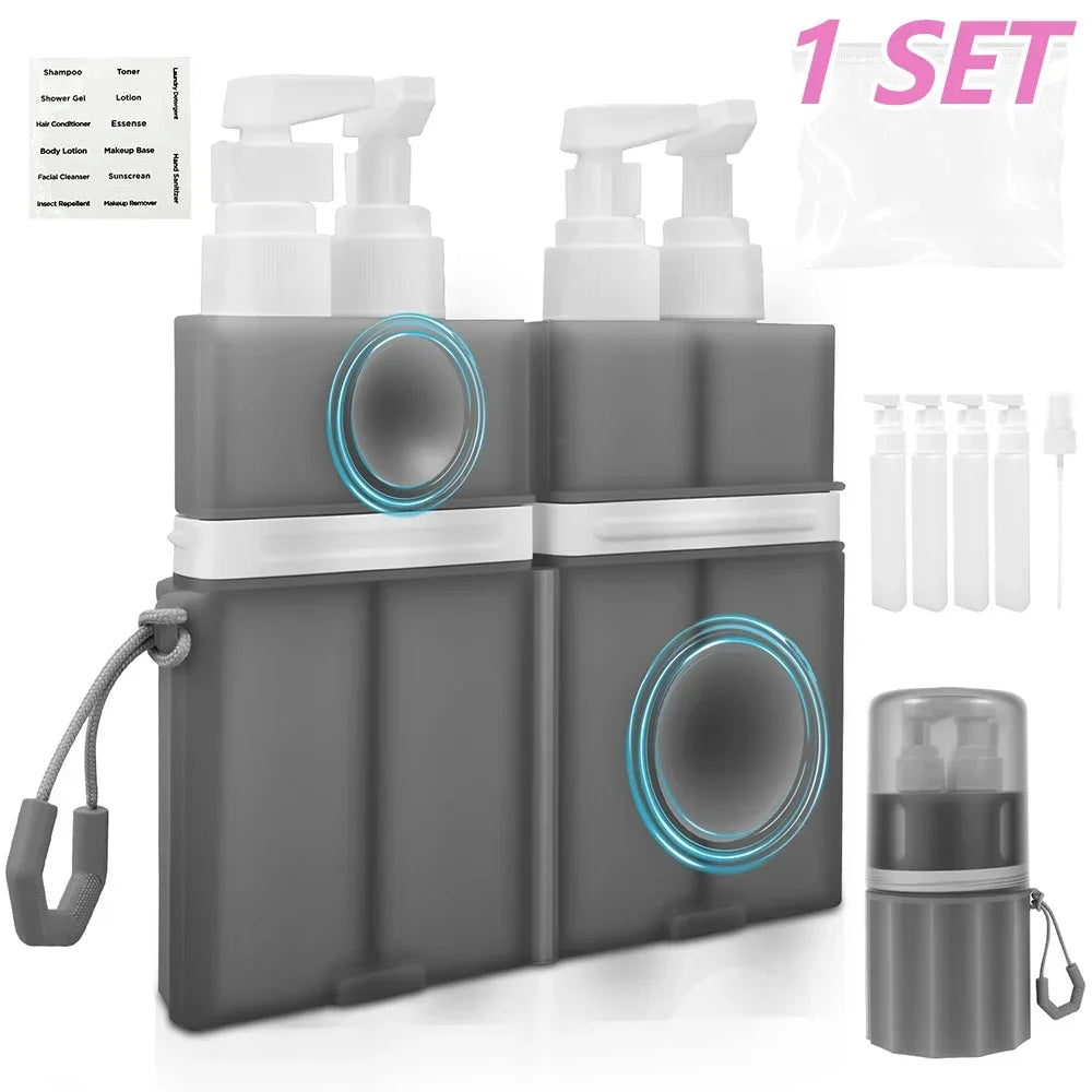 4 in 1 Travel Toiletry Container Portable Leak Proof Dispenser Bottle with Suction Cup for Shampoo Conditioner Body Wash Lotion
