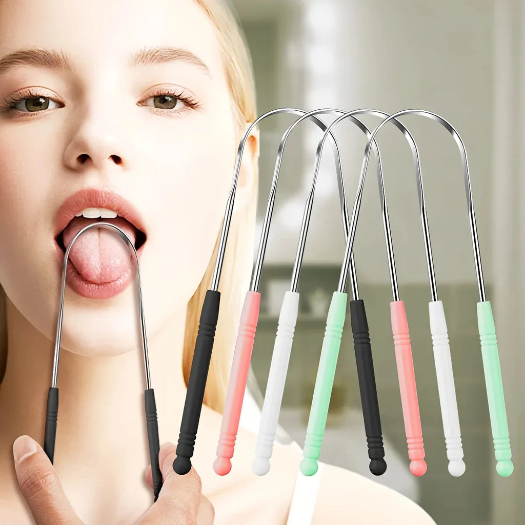 1/4pcs Tounge Scrapers Limpiador De Lengua Stainless Steel Fresh Breath Cleaning Coated Tongue Toothbrush Oral Hygiene
