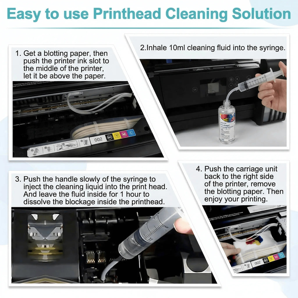 MIRAVEXL 100ml Printhead Cleaning Kit Liquid Solution for HP Epson Canon Brother Inkjet Printer Head Unclog Cleaner Repair Tool