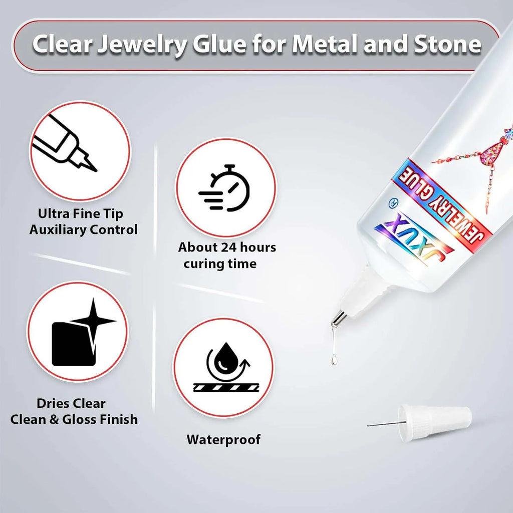 JXVX B7000 Glue for Rhinestones Crafts, 4PCS 50ML Clear B-7000 Super Jewelry Glue Transparent Industrial Adhesive for Fabric Jewelery Making Crystal Gem Tac Nail Art Glass.