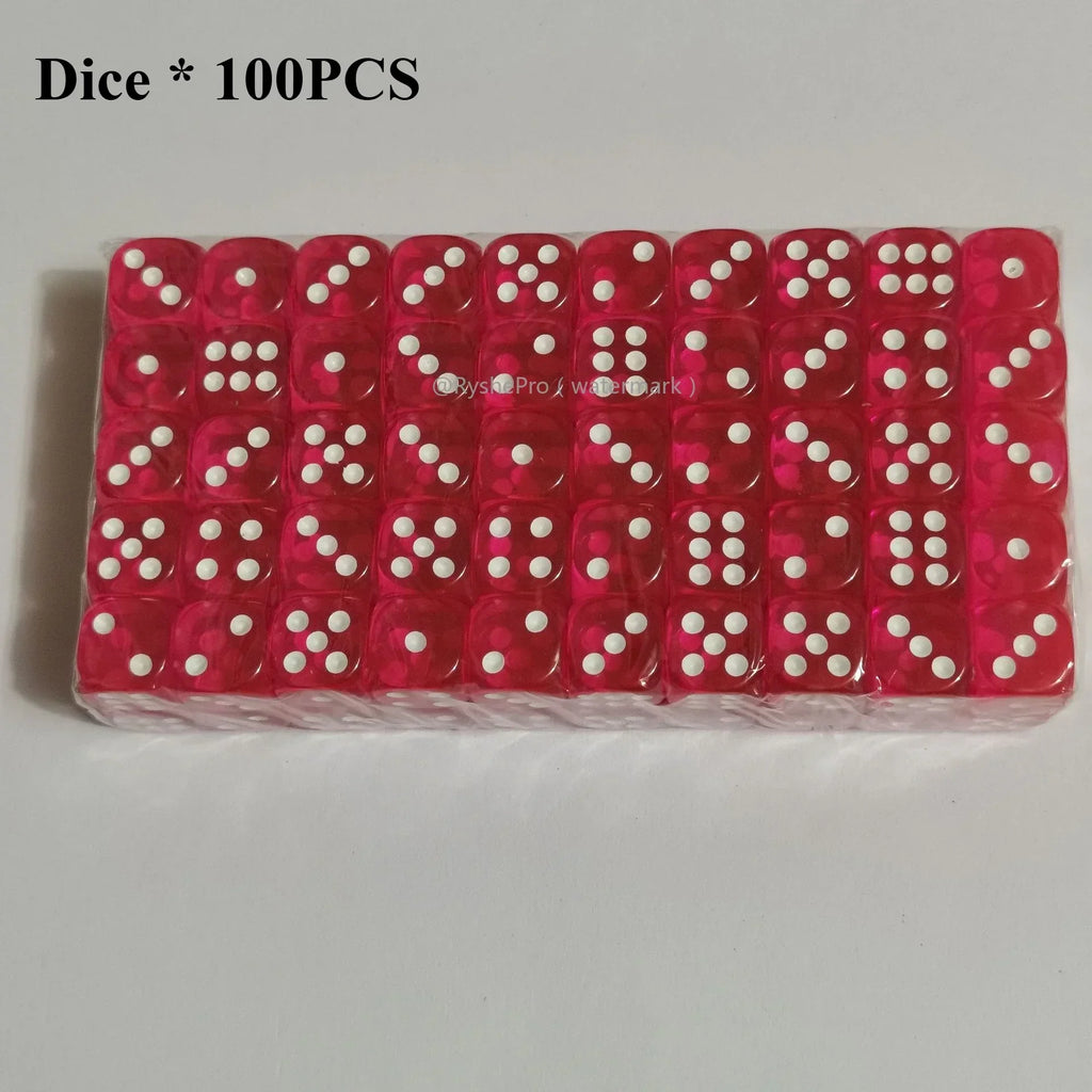 100 Pieces Colored Dices 14mm 6 Sided with Acrylic Material Standard Game Dice Set for Board Games Parties Classroom Math Dice