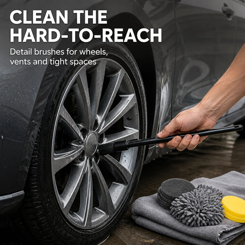 Car Cleaning Tools Kit,Car Detailing Brush Set with Carry Bag,Auto Drill Brush Set Pro Car Wash Kit for Car Interior&Exterior
