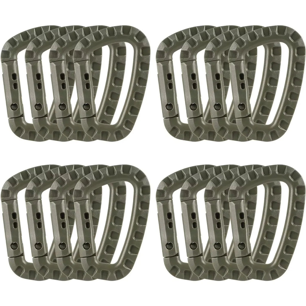 4/8/16pcs Tactical Plastic Carabiner Clip Keychain D-Shape Hard Spring Snap Gear Hook Outdoor Camping Hiking EDC Tools