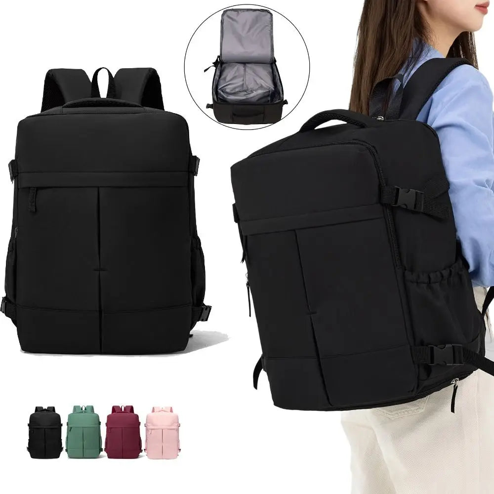 Large Capacity Travel Backpack Clamshell Opening Lightweight Daypack Side Compression Straps Separate Laptop Compartment