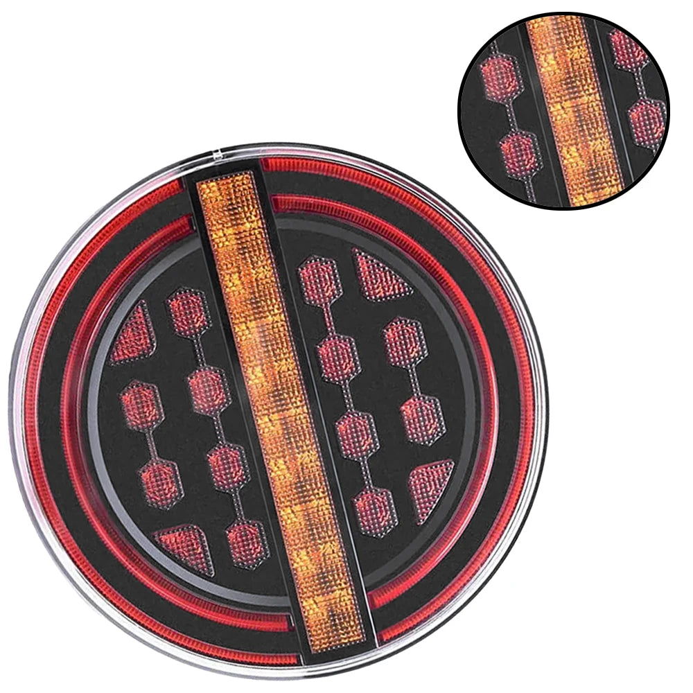 1pcs 5.3" Round LED Trailer Tail Brake Light DRL Flow Turn Signal Lamp Car Truck Ships Bus Vans Boat Caravan Lorry Tractor