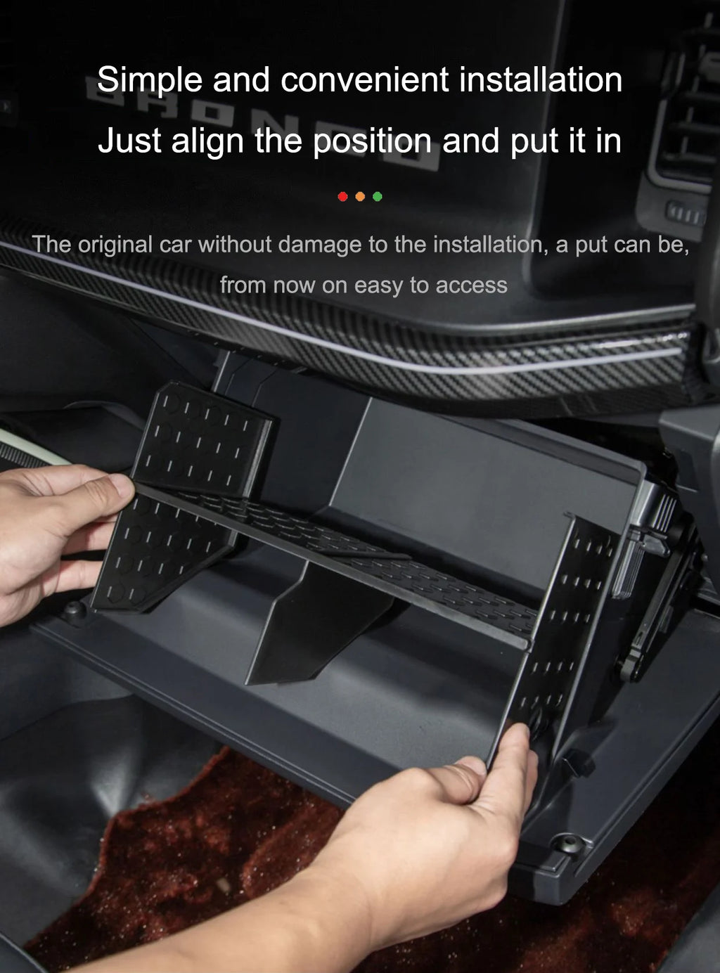 For Ford Bronco 2021-2024 Glove Box Organizer Passenger Side Storage Dividers Center Console Storage Tray Compartment Accessorie