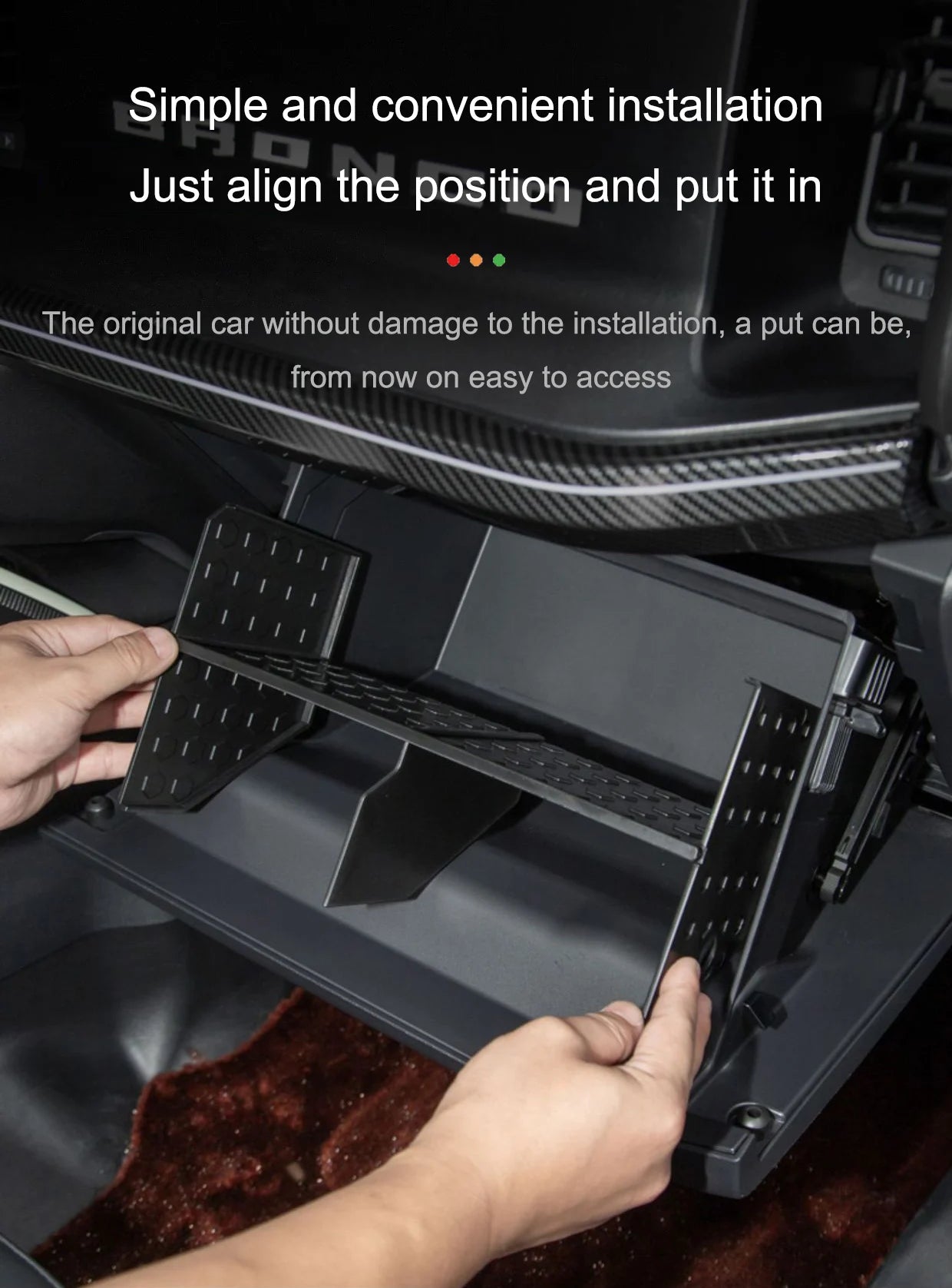For Ford Bronco 2021-2024 Glove Box Organizer Passenger Side Storage Dividers Center Console Storage Tray Compartment Accessorie