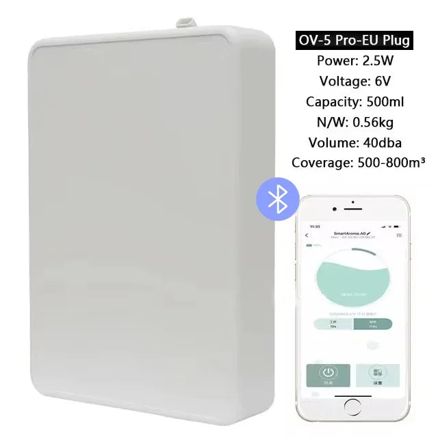 Smart Essential Oil Battery Diffuser Bluetooth App Control Coverage 500m³ Wall Mounted Aroma Diffuser Scent Machine Hotel Home