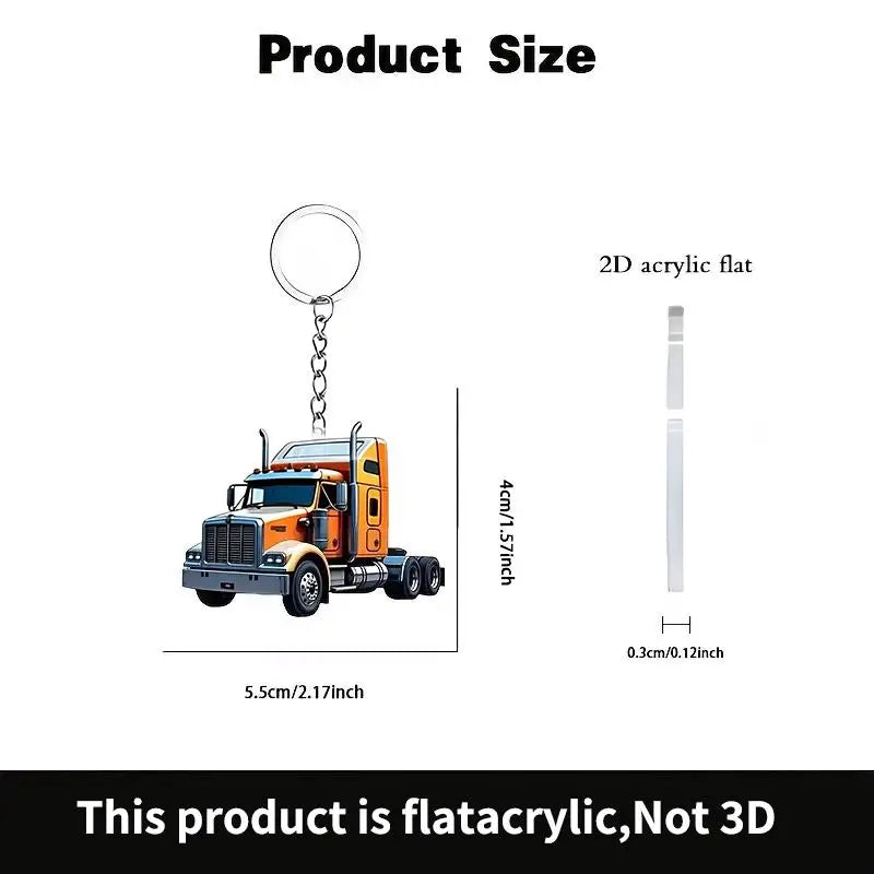 Lightweight Key Ring Pendant Party Gift Forklift Tractor Construction Truck Cartoon Roller Model Car 2D Flat Excavator Keychain
