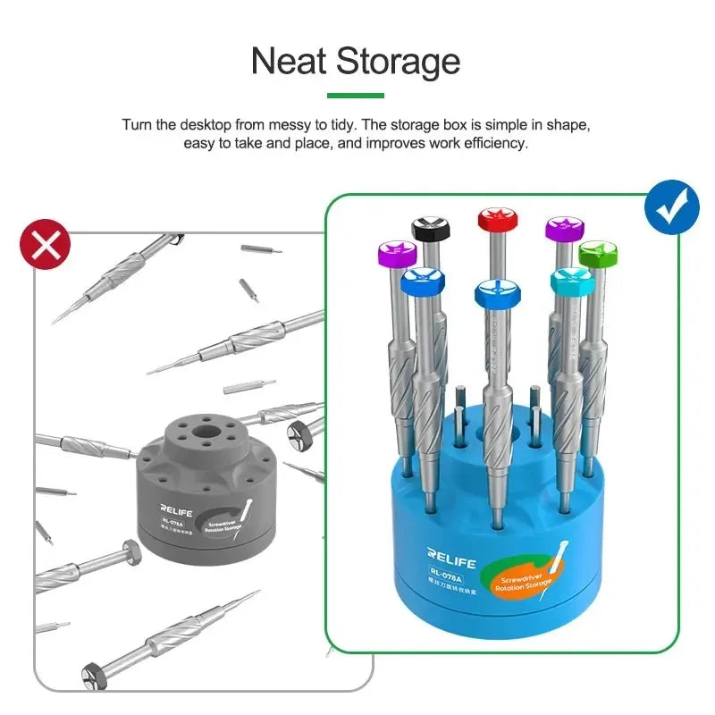 RELIFE RL-078A 360° Rotatable Multi-functional Repair Tool Storage Rack Multi-hole Slot Storage Classification Storage Box Tool