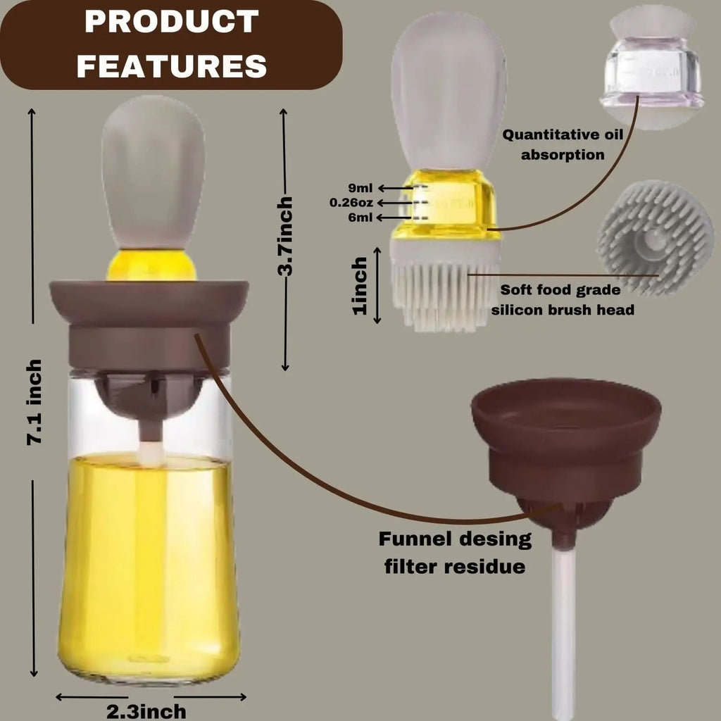 Oil Dispenser Bottle for Kitchen with Brush (2 in 1) Magic Oil Bottle with Silicone Oil Brush, ideal for Air Fryer, BBQ, Frying,