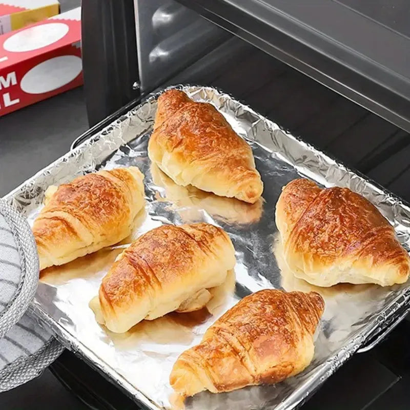 Disposable Aluminum Foil, Non-Stick BBQ Wrapping Paper, Oven Safe Kitchen Oil-Proof Tool for Baking and Grilling,Various Lengths