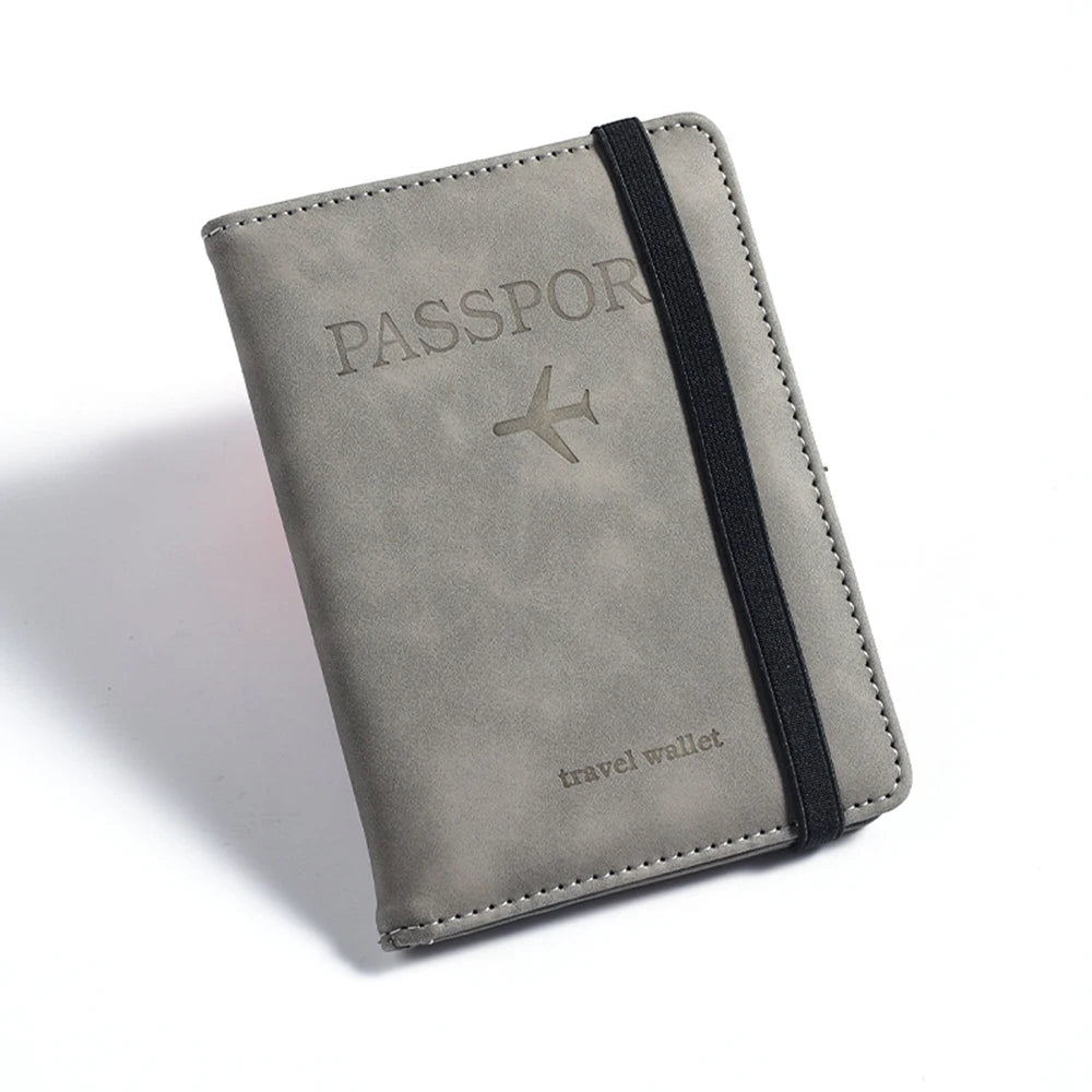 Customized Name PU Men's RFID Passport Holder 2-Style Envelope, Airplane Pattern Printed Anti-Theft Passport Wallet, Minimalist