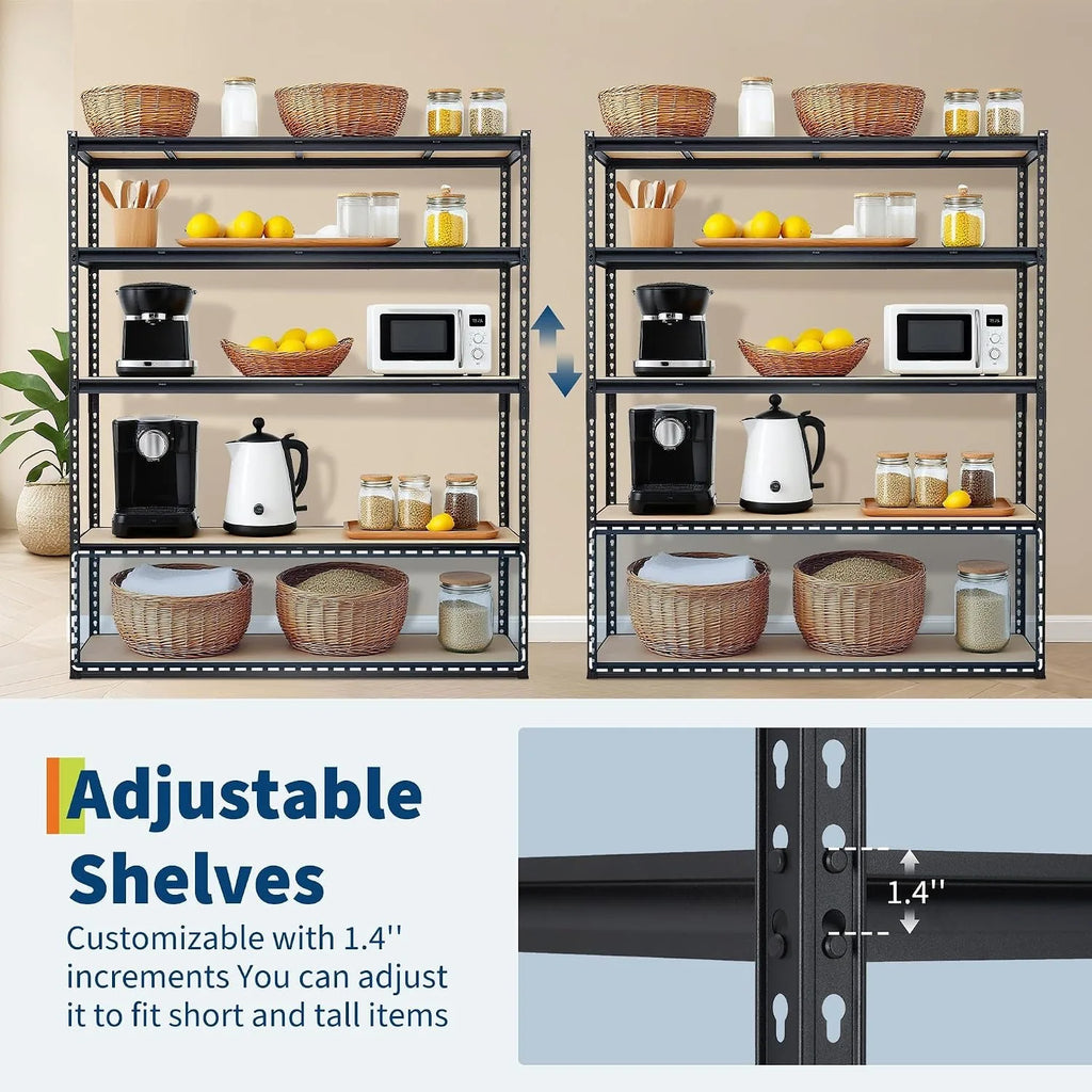 Industrial Heavy Duty Metal Storage Shelves 5 Tier Adjustable Boltless Rack, 60x24x72 Inch Steel Shelving Unit with 3000 LBS Capacity, Garage Storage Organizer for Tools, Supplies, Kitchen Pantry, Basement and Workshop