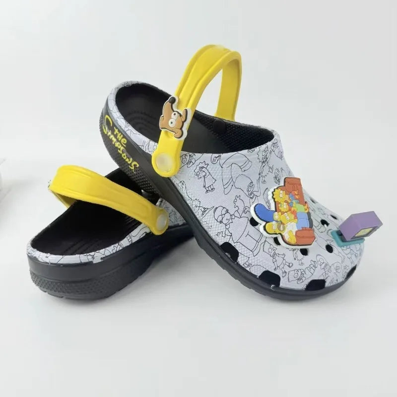 The Simpsons Homer Marge Lisa Flip-Flops Creative High-Style Cartoon Figure Shoes Floral Unisex Soft-Soled Non-Slip Beach Shoes