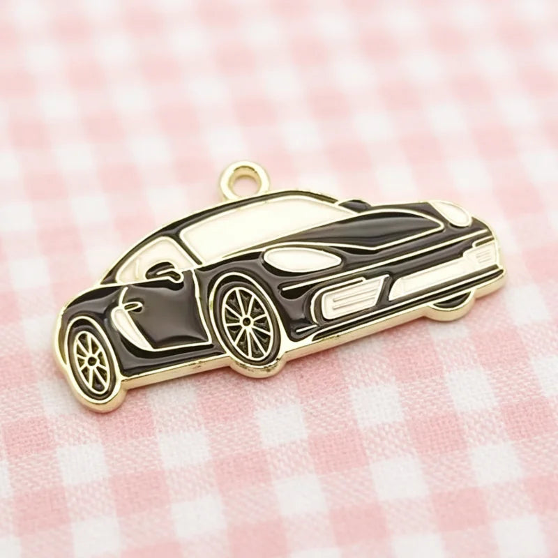 10pcs Car Pendant DIY Jewelry Accessories Alloy Drip Oil Pendant Keychain Earring Pendant