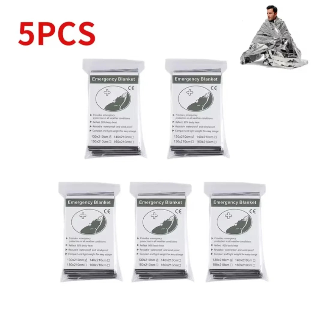 5 - 30Pcs Gold - Silver Thermal Survival Blankets, 130X210Cm, Waterproof & Military - Grade, Ideal for Outdoor Emergency