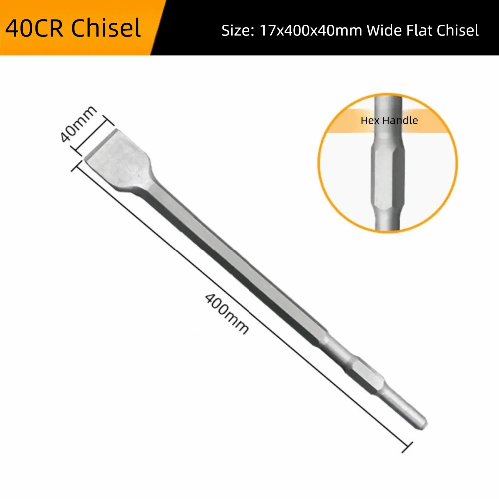 Durable Hexagonal Shank Slotting Flat Chisel Steel Flat Head Impact Bit Wear-resistant High Hardness Impact Drill Bit Brick