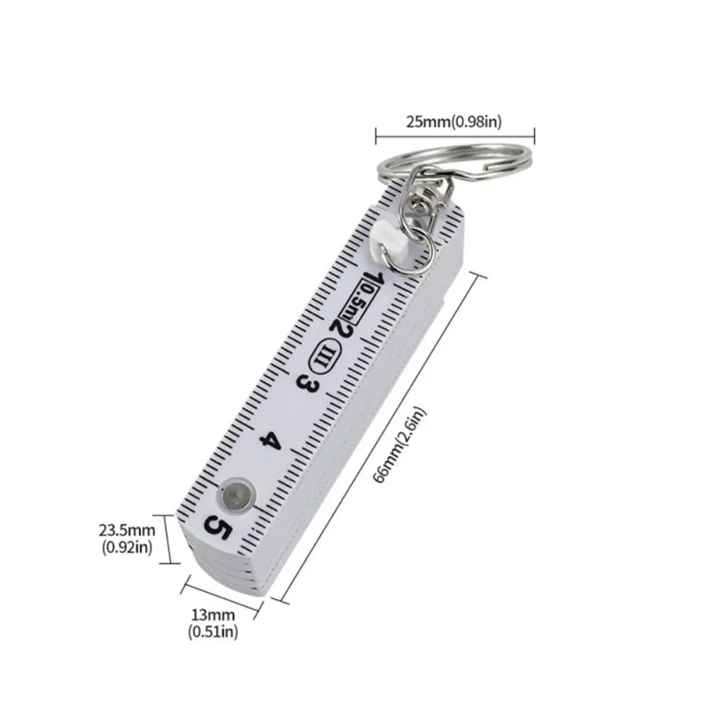 Multi Functional 0.5m 10-Fold Folding Ruler with Keychain Double-sided Scale Plastic Ruler Anti Pinch Gauge DIY Projects