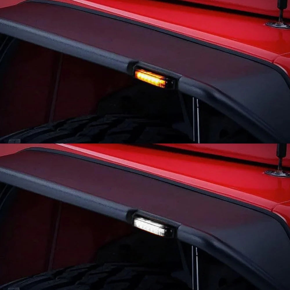 Switchback LED Car Fender Flare Parking Lights Side Marker Turn Signal Lights For Jeep Wrangler TJ JK JL Bushwacker Flat Style