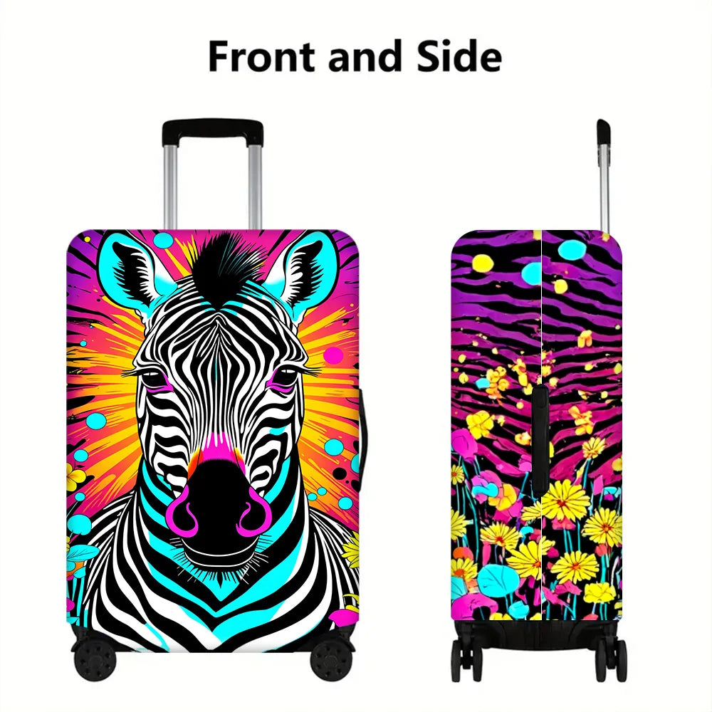 1PC Zebra Pop Art Luggage Cover for luggage sizes 18 – 32 inches; dust and elastic travel accessories to protect your luggage