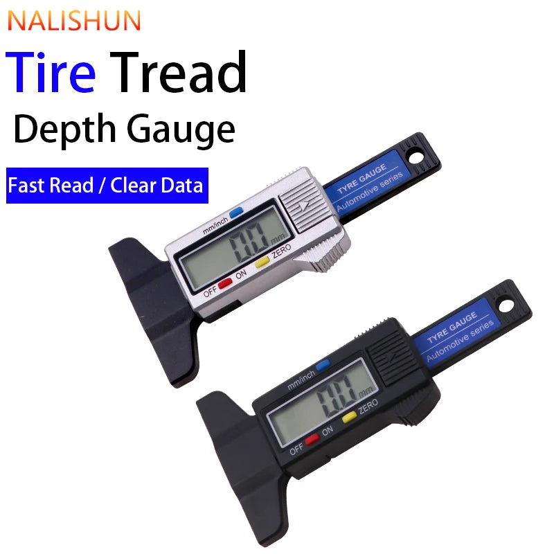 1Pc Digital Tire Tread Depth Gauge Lcd Display 0-25mm High Precision Caliper Auto Car Tyre Wear Detection Measuring Tool Repair
