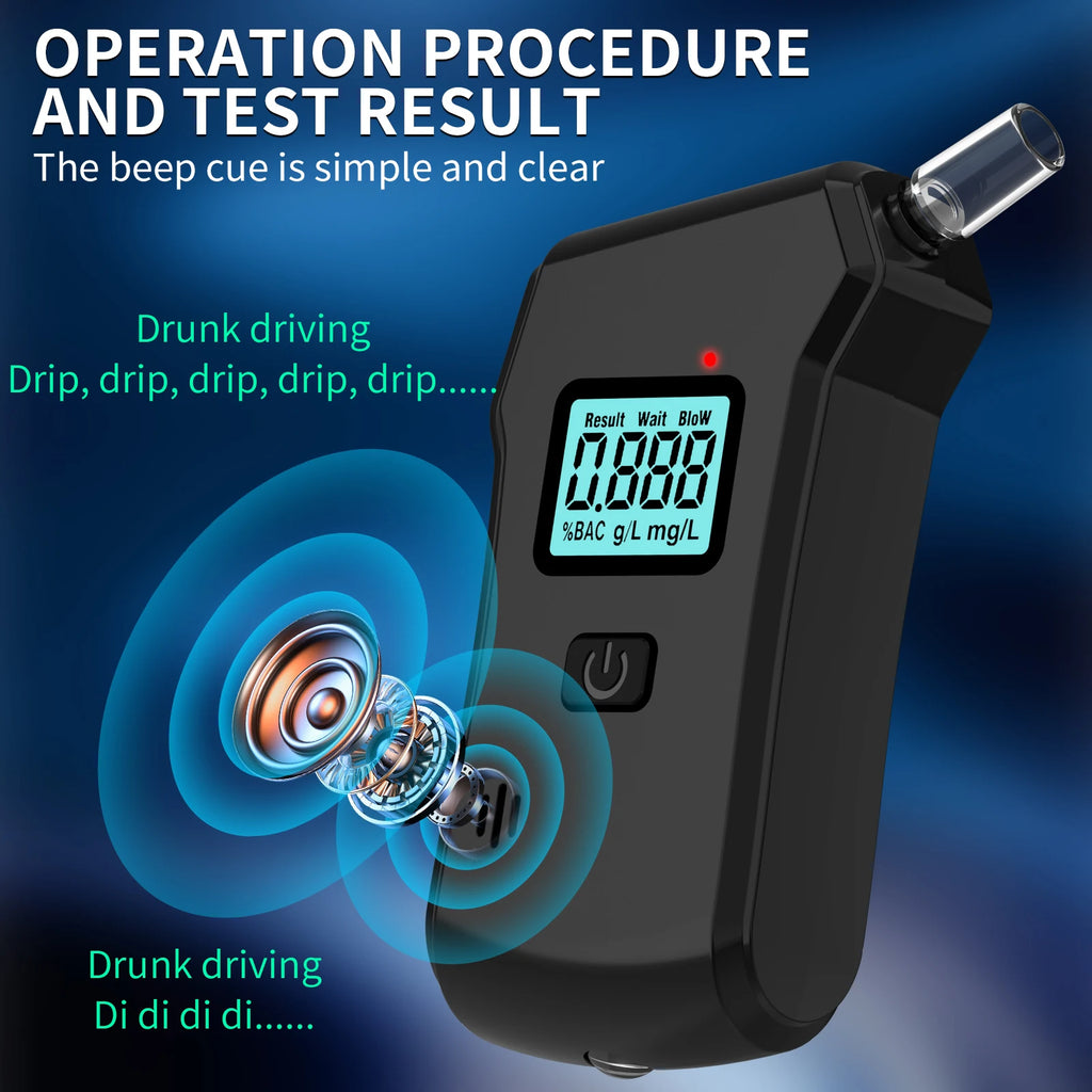 Breathalyzer, Upgraded Portable Professional High-Accuracy Breathalyzers for Alcohol with LCD Digital Display with 5 Mouthpieces