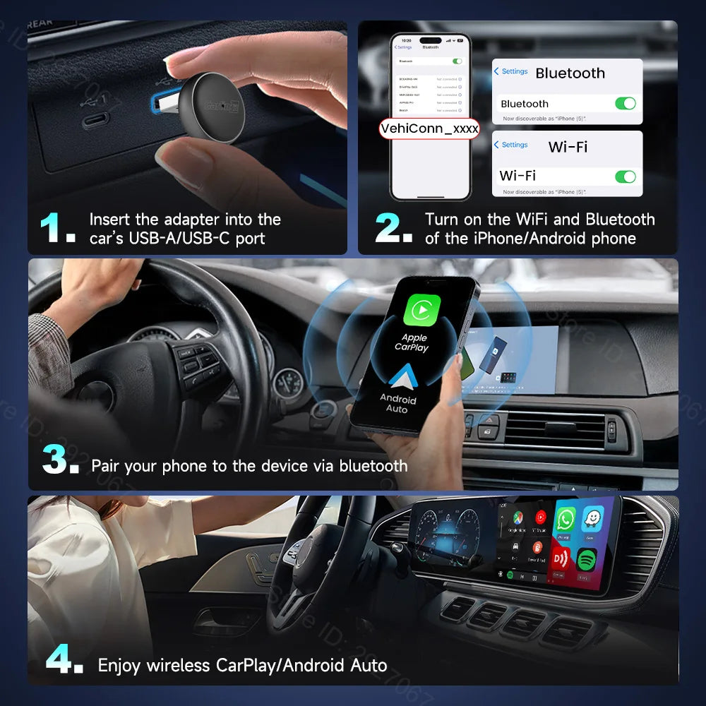CarlinKit Mini Ultra 3 Carplay Adapter Wireless Bluetooth Dongle Android Auto 5G Hz WiFi Auto Connect for Toyota Mazda Kia Volvo