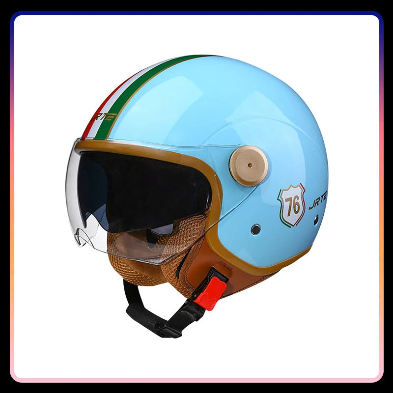 New Arrivals Daul Lens Open Face Helmet DOT ECE Approved Men Women Jet Motorcycle Helmet Retro 3/4 Open Half Helmet Double Visor